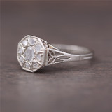 Vintage 14k White Gold & Old Mine Cut 1920s Diamond Ring