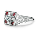 Ladies Vintage Palladium, Ruby & Diamond Ring