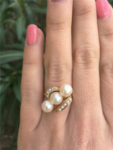 18K Yellow Gold and Pearl Vintage Ring