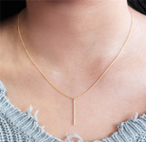 14k Yellow Gold Diamond Line Necklace