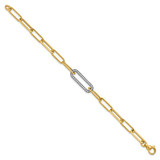 14K Gold Diamond Link Paperclip Bracelet