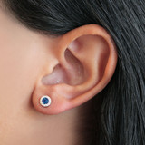 Sapphire & Diamond Halo Earrings