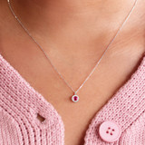 Ruby & Diamond Halo Necklace