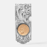 Hand Engraved Western Scroll $2.50 Indian Head Money Clip