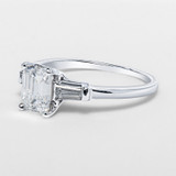 Vintage Platinum and Emerald Cut Diamond Engagement Ring