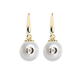 Galatea Diamond in Pearl Drop Earrings