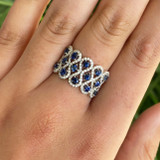 14K White Gold, Sapphire, and Diamond Ring