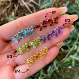 14K Gold Butterfly Gemstone Earrings