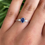 14K White Gold Sapphire Diamond  Ring