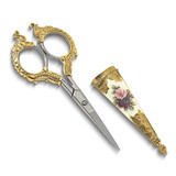 1928 Small Gold-tone Floral Manor House Scissors with Stainless Steel Blades