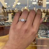 18K White Gold Diamond Milgrain Engagement Ring Semi-Mount