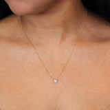 14K Two Tone Petite Pave Diamond Heart Necklace