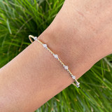 14K Yellow Gold Diamond Station Beaded Flex Bracelet .24ctw