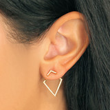 14K Yellow Gold Geometric Diamond Front-Back Earrings