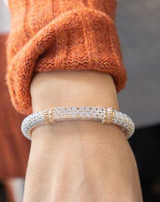 Alwand Vahan Sterling Silver & 14K Yellow Pave Diamond Bar Bracelet