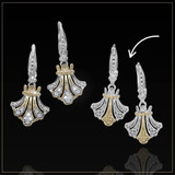 Sterling Silver & 14K Gold Beaded Fan Earrings by Alwand Vahan
