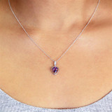 14K White Gold Amethyst & Diamond Heart Pendant