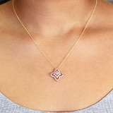 14K Yellow Gold Pink Sapphire & Diamond Flower Pendant