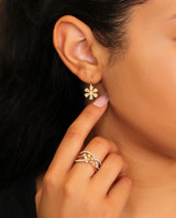 14K Gold Natural Fancy Colored Diamonds Flower Ring