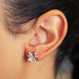 14K Tri-Colored Gold .34ctw Diamond Butterfly Stud Earrings