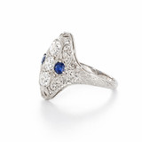 Ladies Vintage Platinum Art Deco Diamond & Sapphire Ring