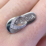 14K White Gold Flip Flop Aloha Diamond Charm Pendant