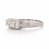 Vintage 14K White Gold Two-Stone Old Euro Diamond Ring