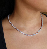 14K White Gold Lab Grown Diamond 3 Prong Tennis Necklace, 15ctw