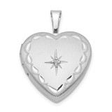 Sterling Silver Vintage-Inspired Diamond Star Heart Locket