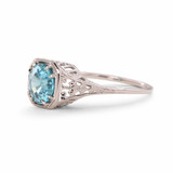 Ladies Vintage 18K White Gold & 2.22ct Cambodian Blue Zircon Ring