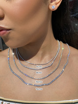 14K White Gold Lab Grown Diamond 3 Prong Tennis Necklace, 8ctw