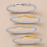 14k Gold & Sterling Silver Multi-Pavé Diamond Bangle