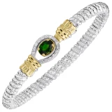 14k Gold & Sterling Silver Diamond and London Blue TopazBangle