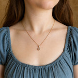 14K Rose & White Gold Morganite Diamond Halo Necklace