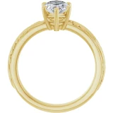 14K Yellow Gold Vine and Leaf Motif Marquise Solitaire Engagement Ring