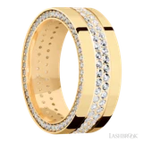 14K Yellow Gold & Double Diamond Row Eternity Band by Lashbrook Designs