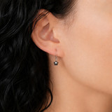 Ladies 14K White Gold & Black Diamond Star Dangle Earrings - 1.00ctw