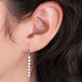 14K White Gold 1.04ctw Lab Grown Round Brilliant Dancing Diamonds Dangle French Hook Earrings