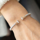 14k Yellow Gold & Sterling Silver Diamond Bar Bangle by Alwand Vahan