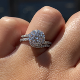 14kt White Gold Halo Engagement Ring Set by ArtCarved, Swirl Shank
