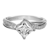 14kt White Gold and Square Diamond Engagement Ring by ArtCarved