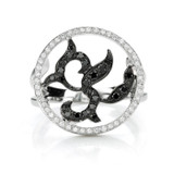 Black Diamond Floral Ring - 18K White Gold by Belloria