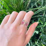14k Rose Gold, Diamond & Ombre Tourmaline Carved Butterfly Ring