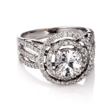 Ladies Diamond Semi-Mount Double Halo Ring