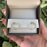 14k Yellow Gold Diamond & Emerald Snake Earrings