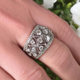 Estate 14K White Gold and Diamond Lattice Band