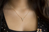 14K Yellow Gold Diamond Pave Triangle Necklace by Bassali