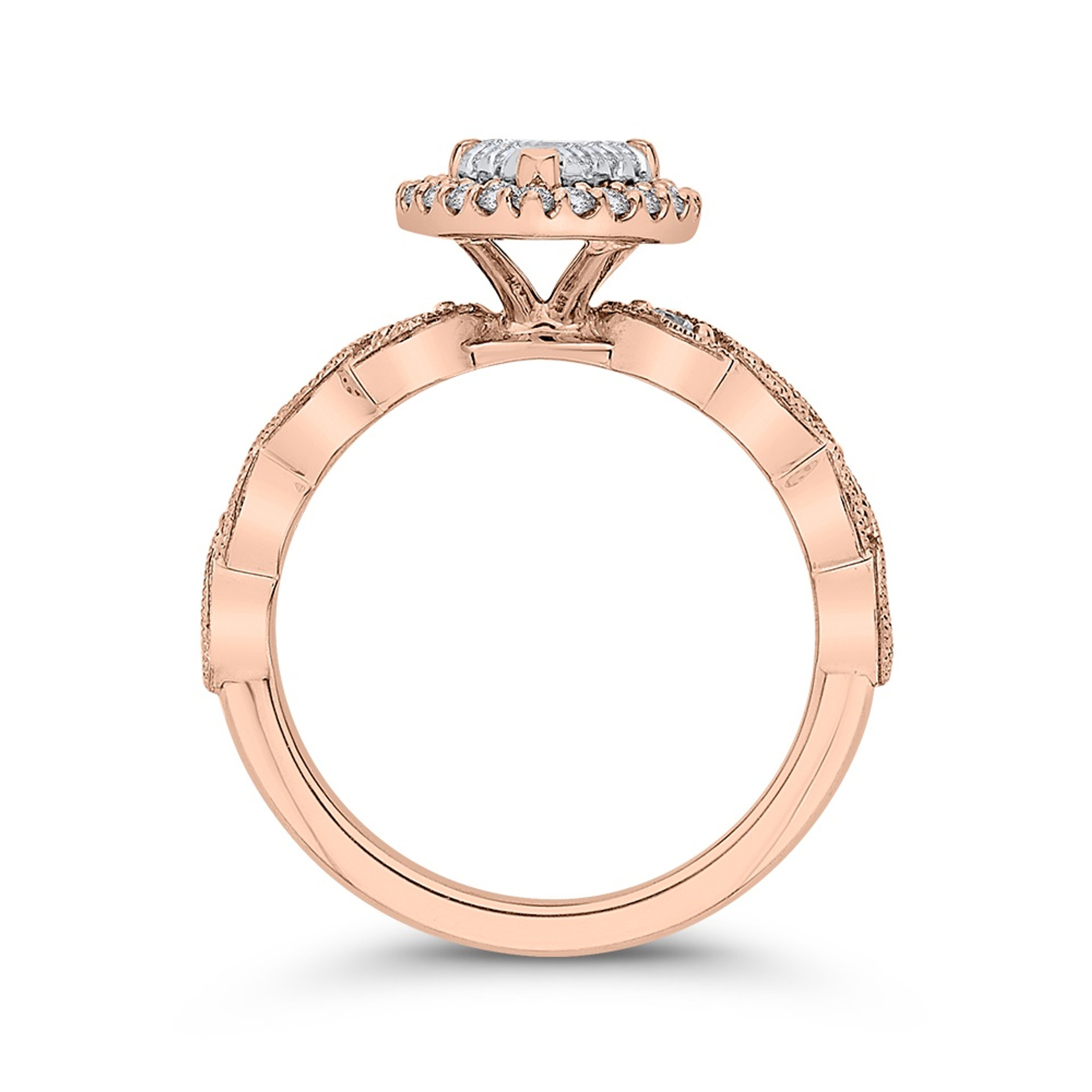 14K White with Rose Gold Diamond Halo Cluster Engagement Ring (Stunning!)