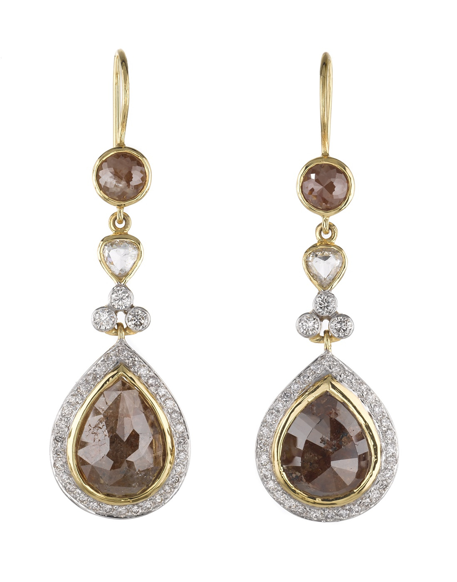 Rough Cut Diamond Drop Earrings