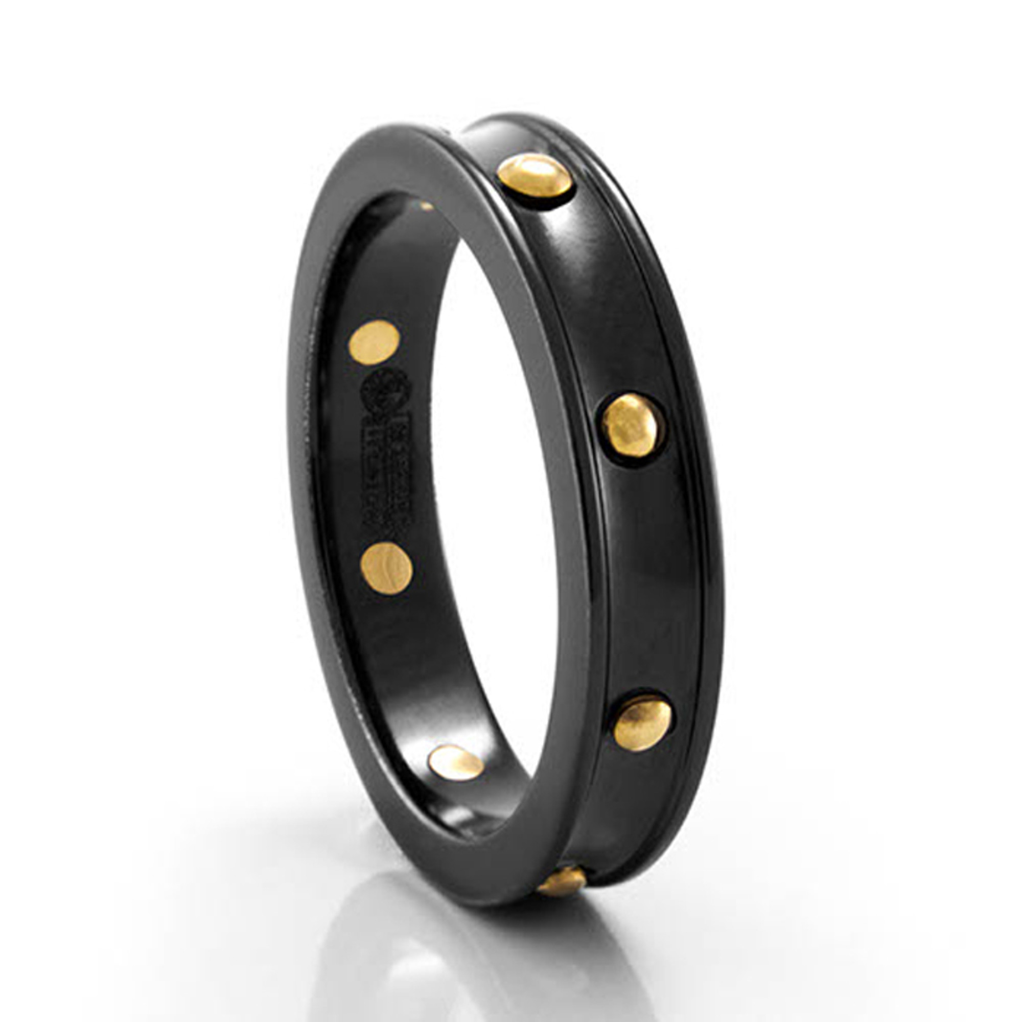 Black Ti & Yellow Gold 4mm Ring by Edward Mirell